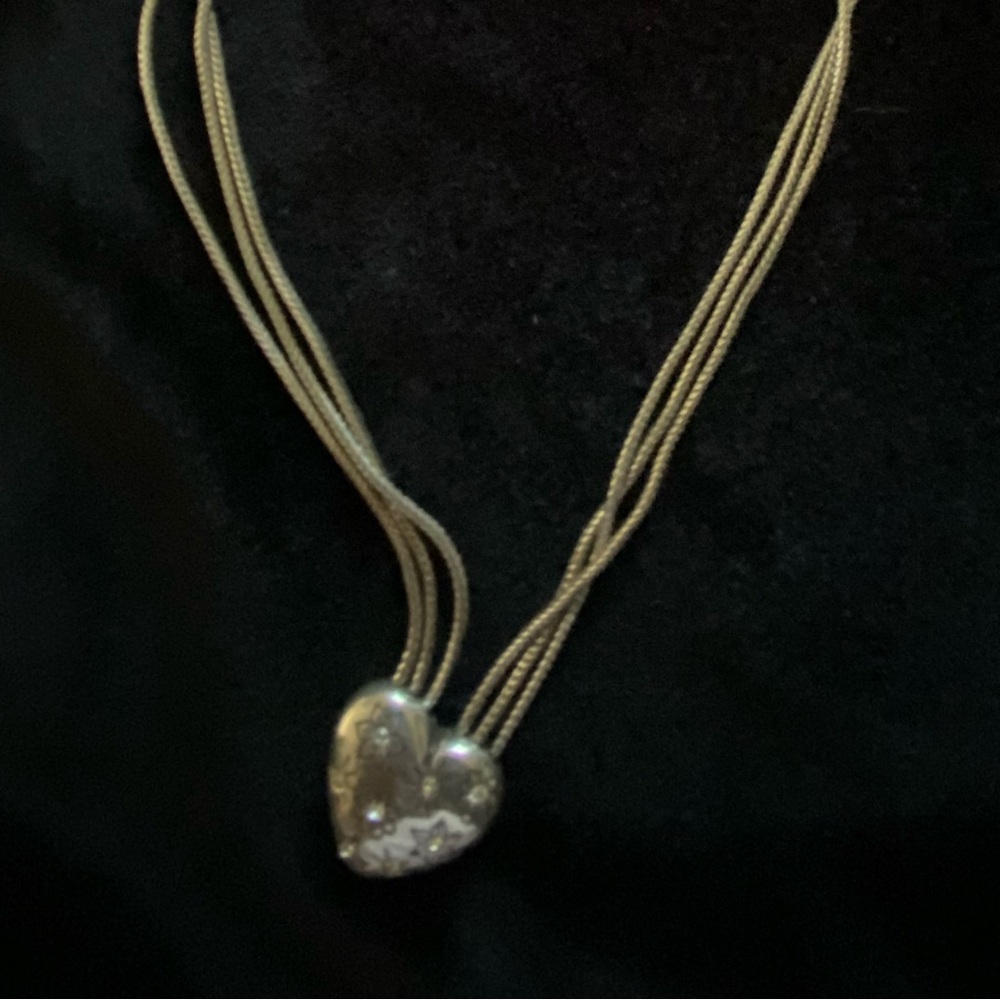 Gold Heart Pendant Multi-Strand Necklace - Women Jewelry